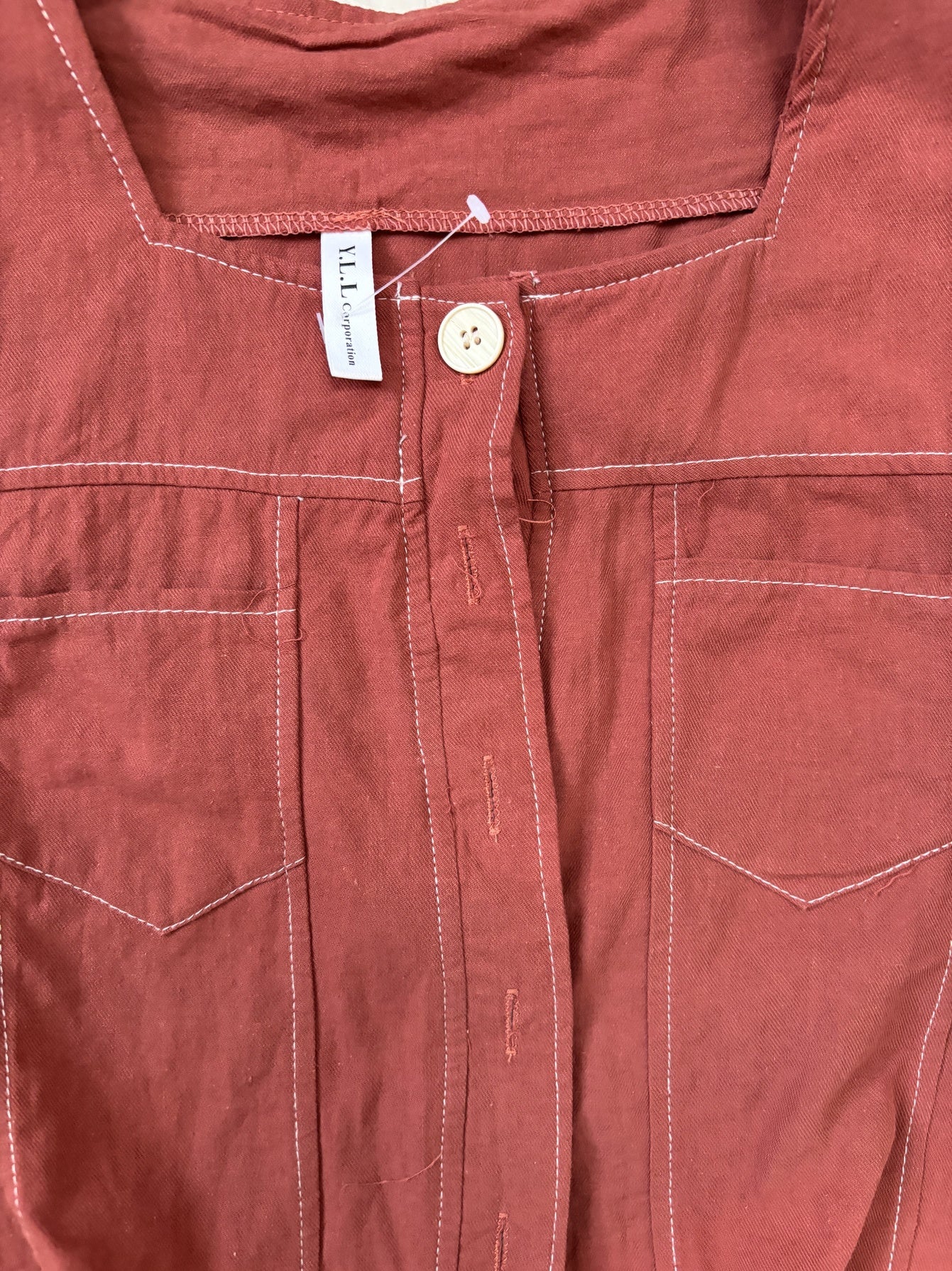 Y.L.L Rust Puff Sleeve Button-Down Casual Top - XS | With Tags