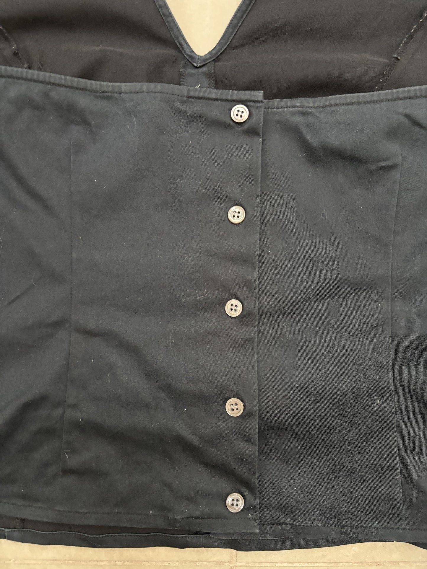 Black Cotton-Viscose Button-Down Halter Top - XS