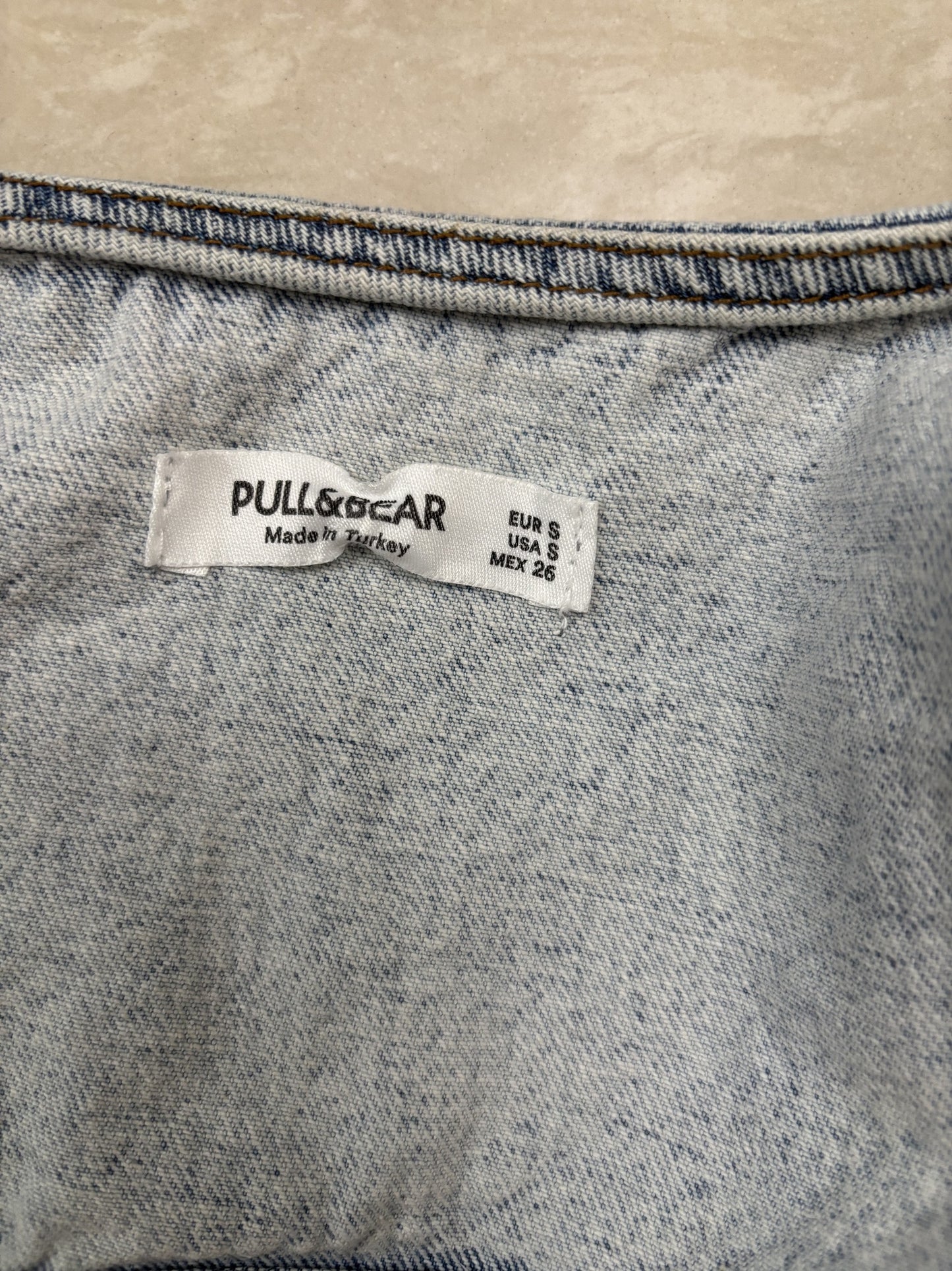 Pull & Bear Blue Denim Cropped Jacket - XS