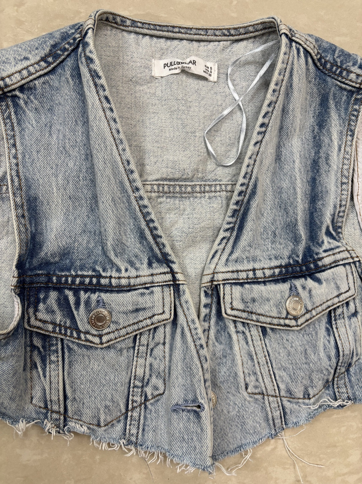 Pull & Bear Blue Denim Cropped Jacket - XS