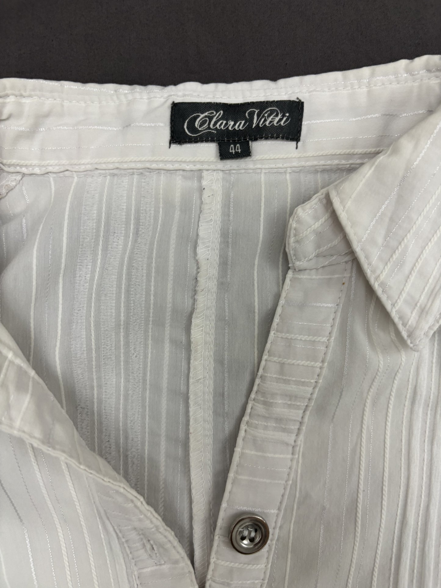 Clara Viti White Striped Belted Casual Tunic Shirt - XS