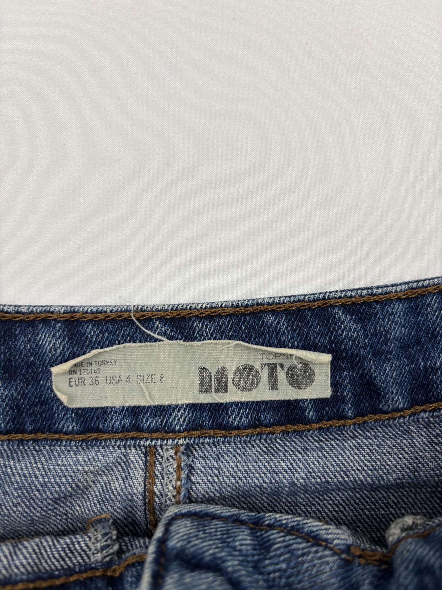 Topshop Moto Y2K Embroidered Button-Front Denim Mini Skirt - M | Waist: 28"