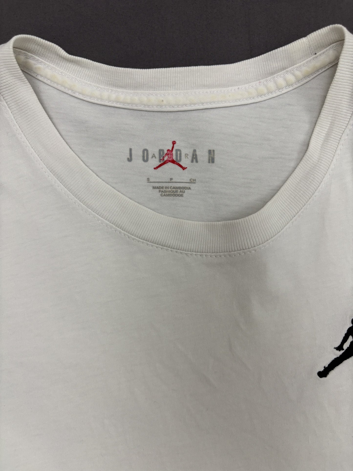 Jordan White Jumpman Embroidered Casual T-Shirt - S