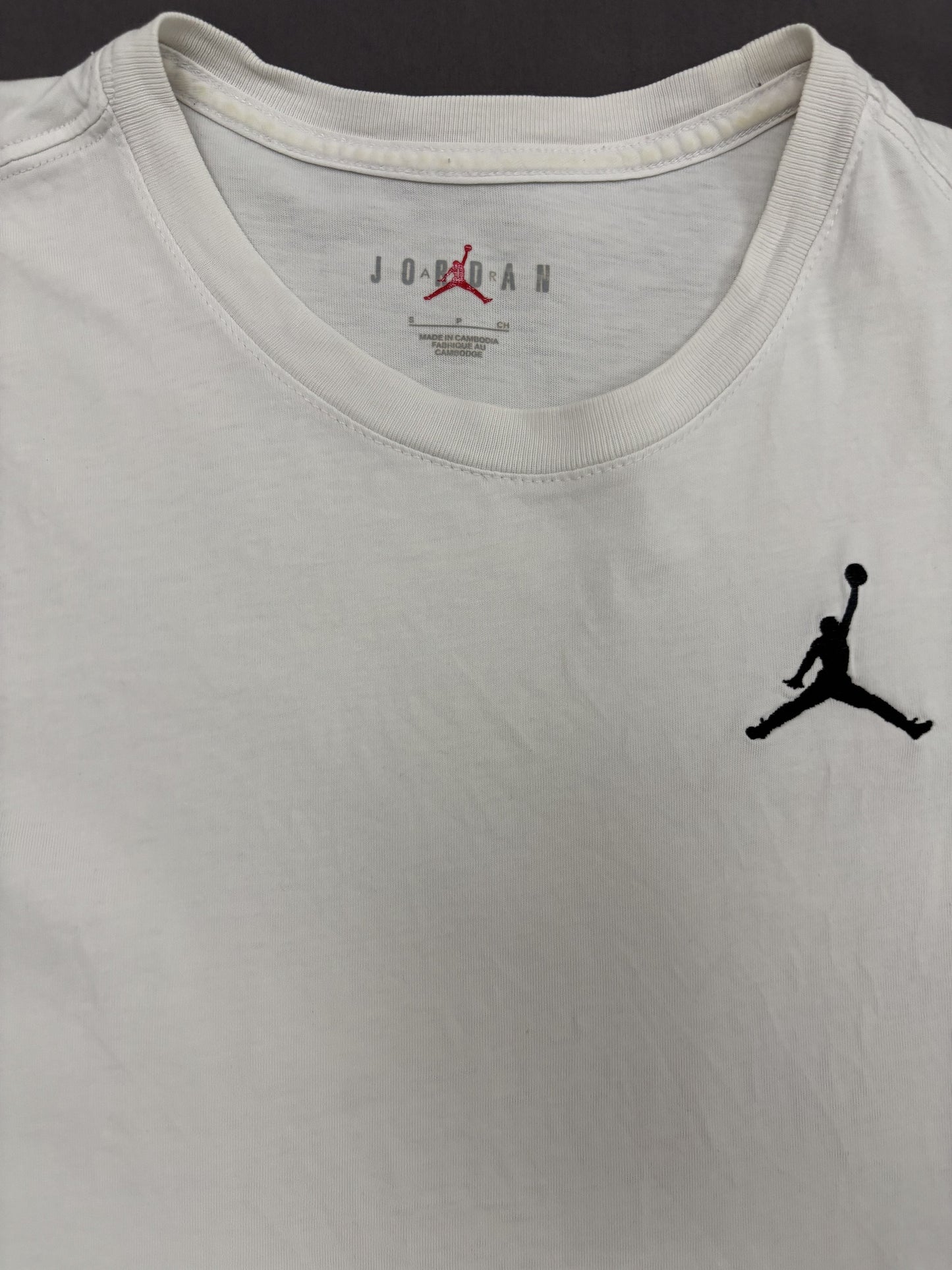 Jordan White Jumpman Embroidered Casual T-Shirt - S