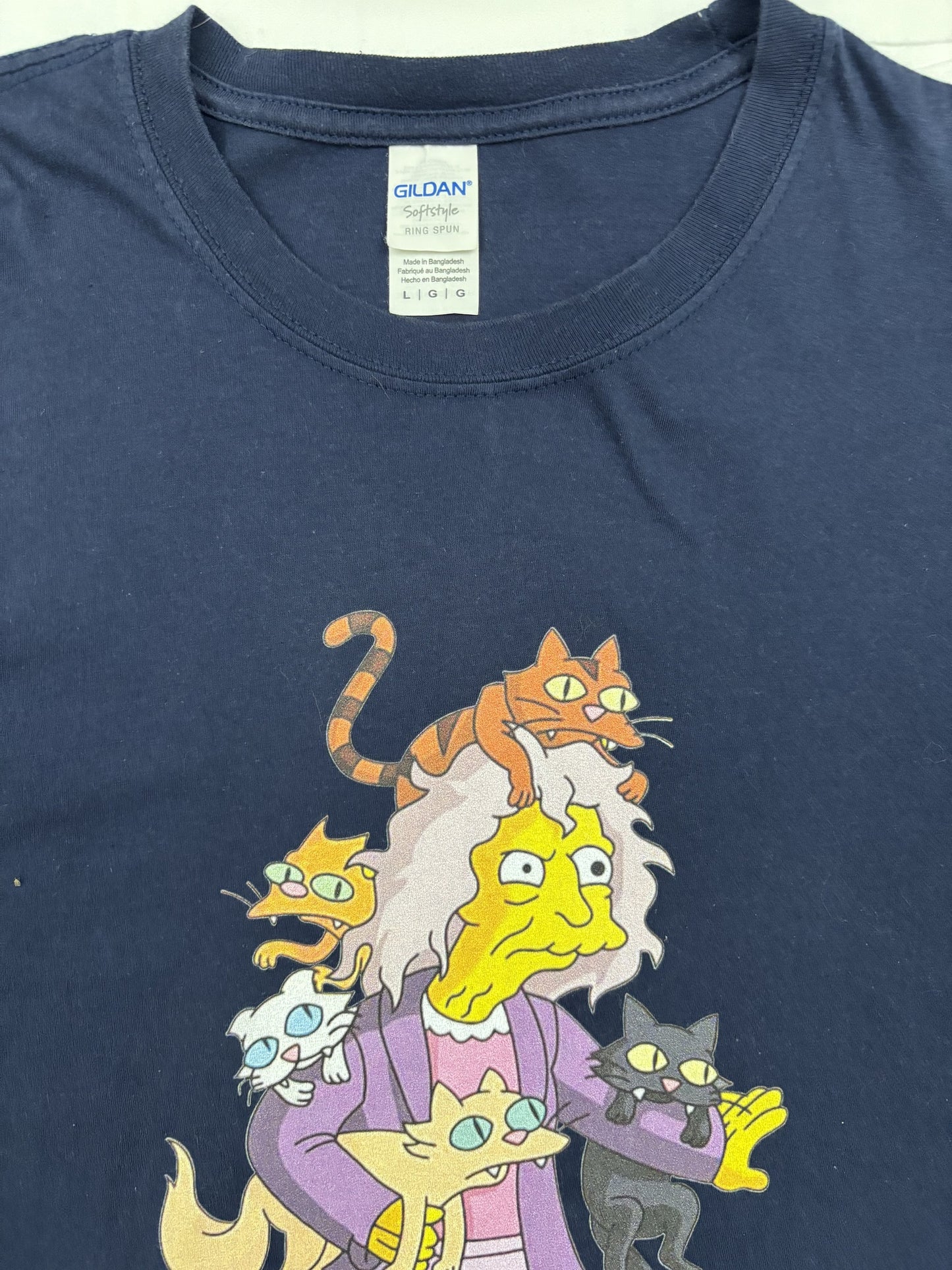 Gildan The Simpsons Cat Lady Navy Blue T-Shirt - M
