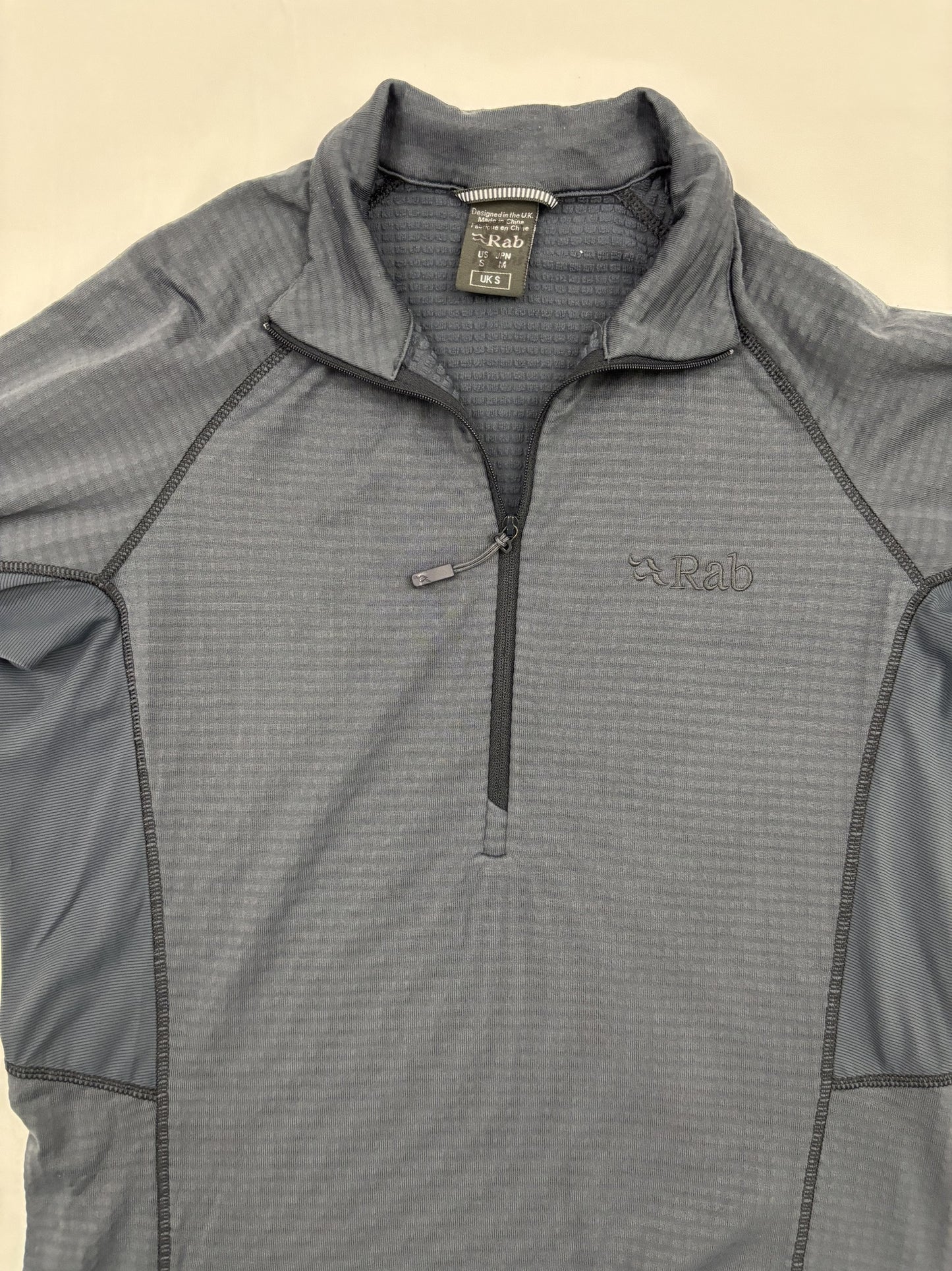 Rab Lightweight Quarter-Zip Grid Fleece Gray Pullover - XS