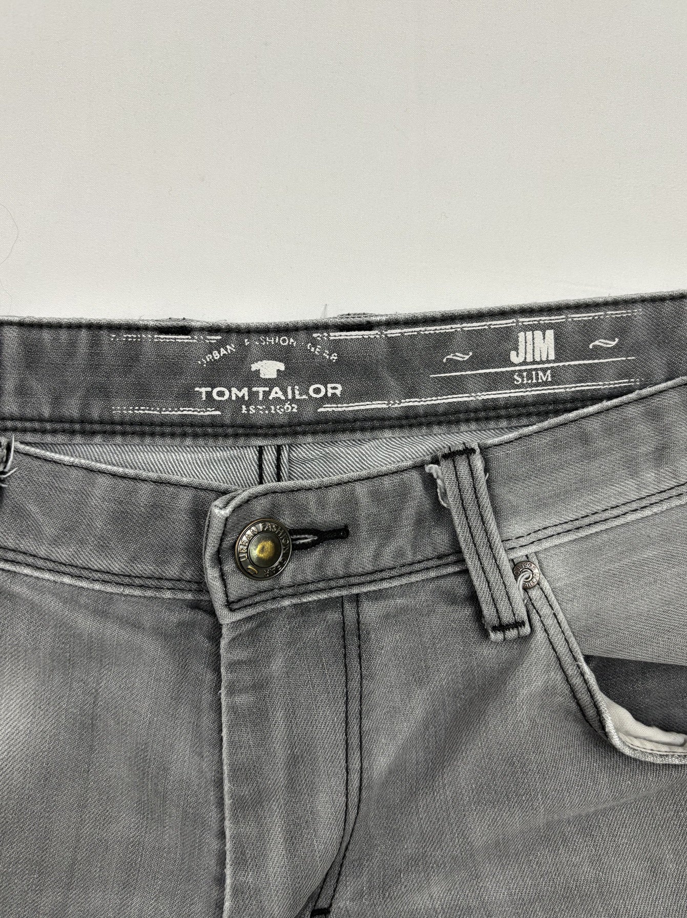 Tom Tailor Jim Slim Vintage Fit Gray Denim Shorts - M | Waist: 31"