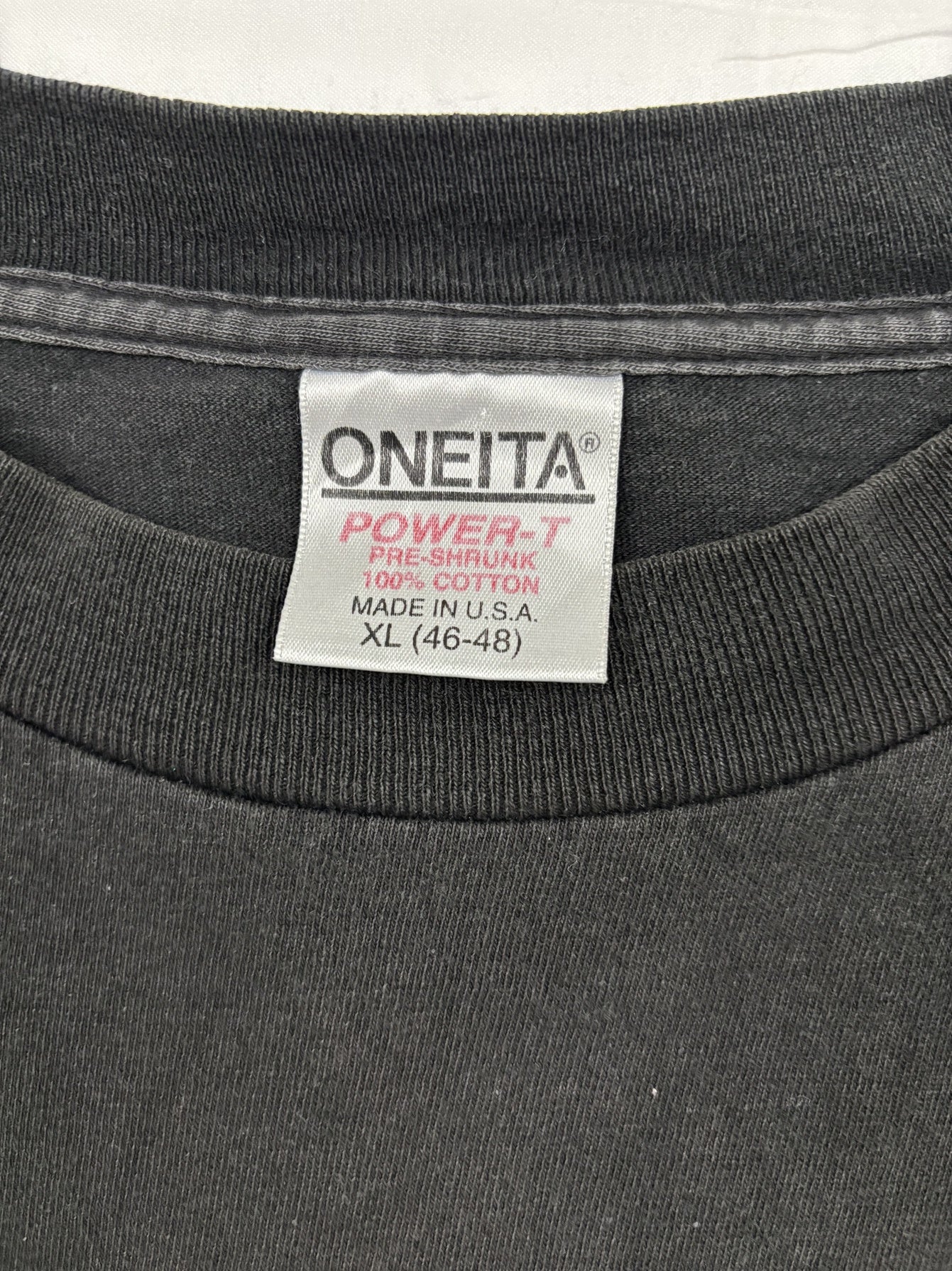 Single Stitch Vintage Oneita Power-T Pre-Shrunk Black Motorcycle Graphic T-Shirt - XL