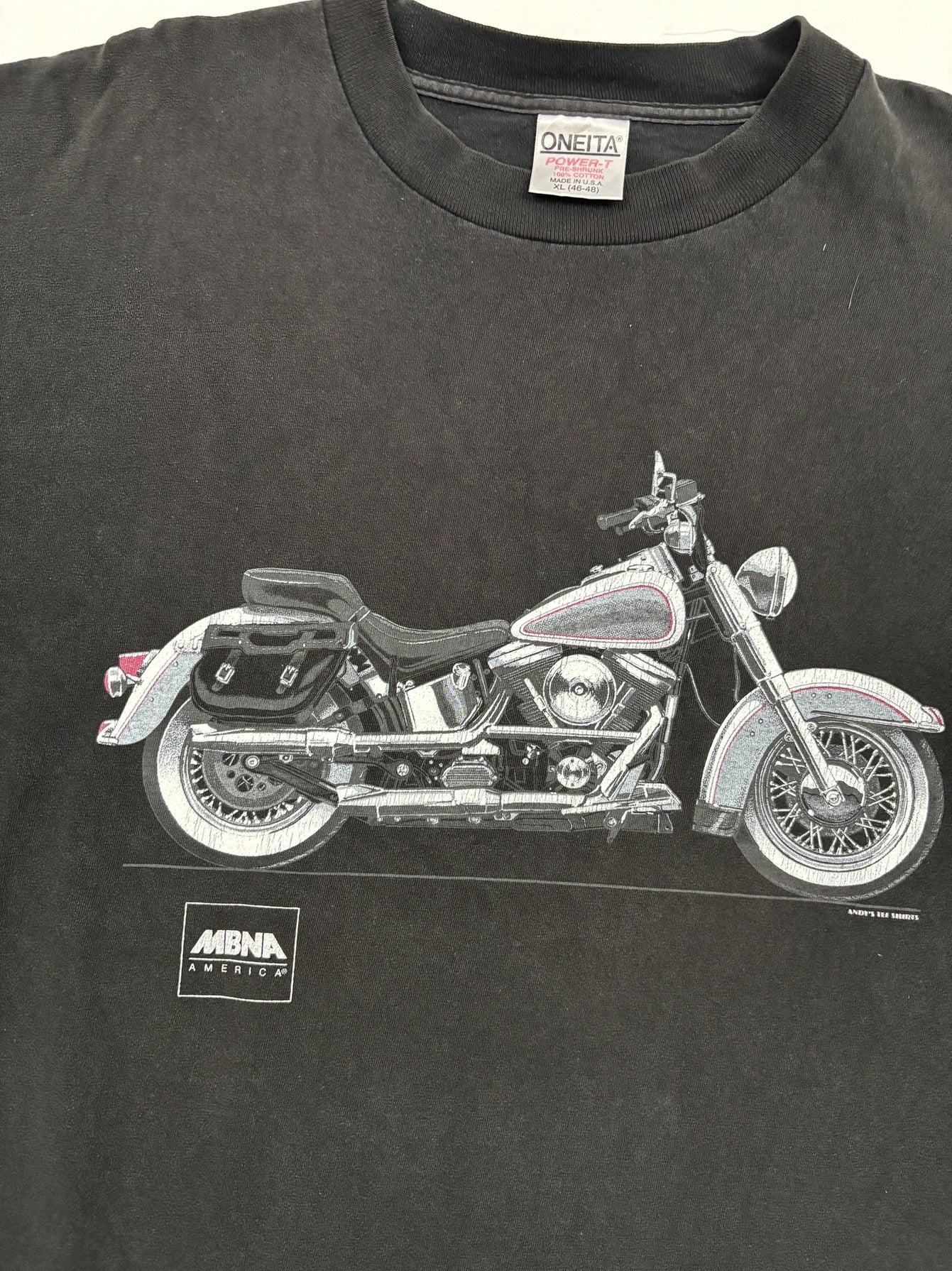 Single Stitch Vintage Oneita Power-T Pre-Shrunk Black Motorcycle Graphic T-Shirt - XL