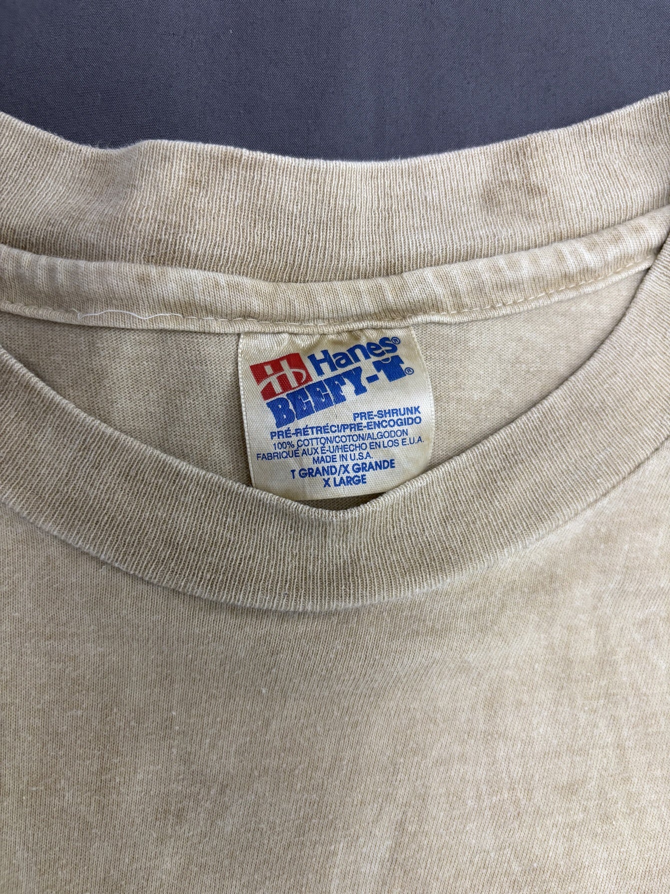 Hanes Beefy-T "Las Vegas" Graphic Beige T-Shirt - XL