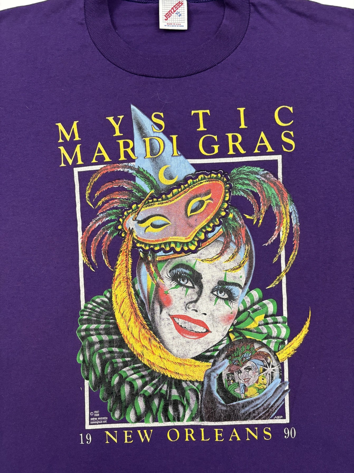 Jerzees Mystic Mardi Gras 1990 New Orleans Purple Graphic T-Shirt - L