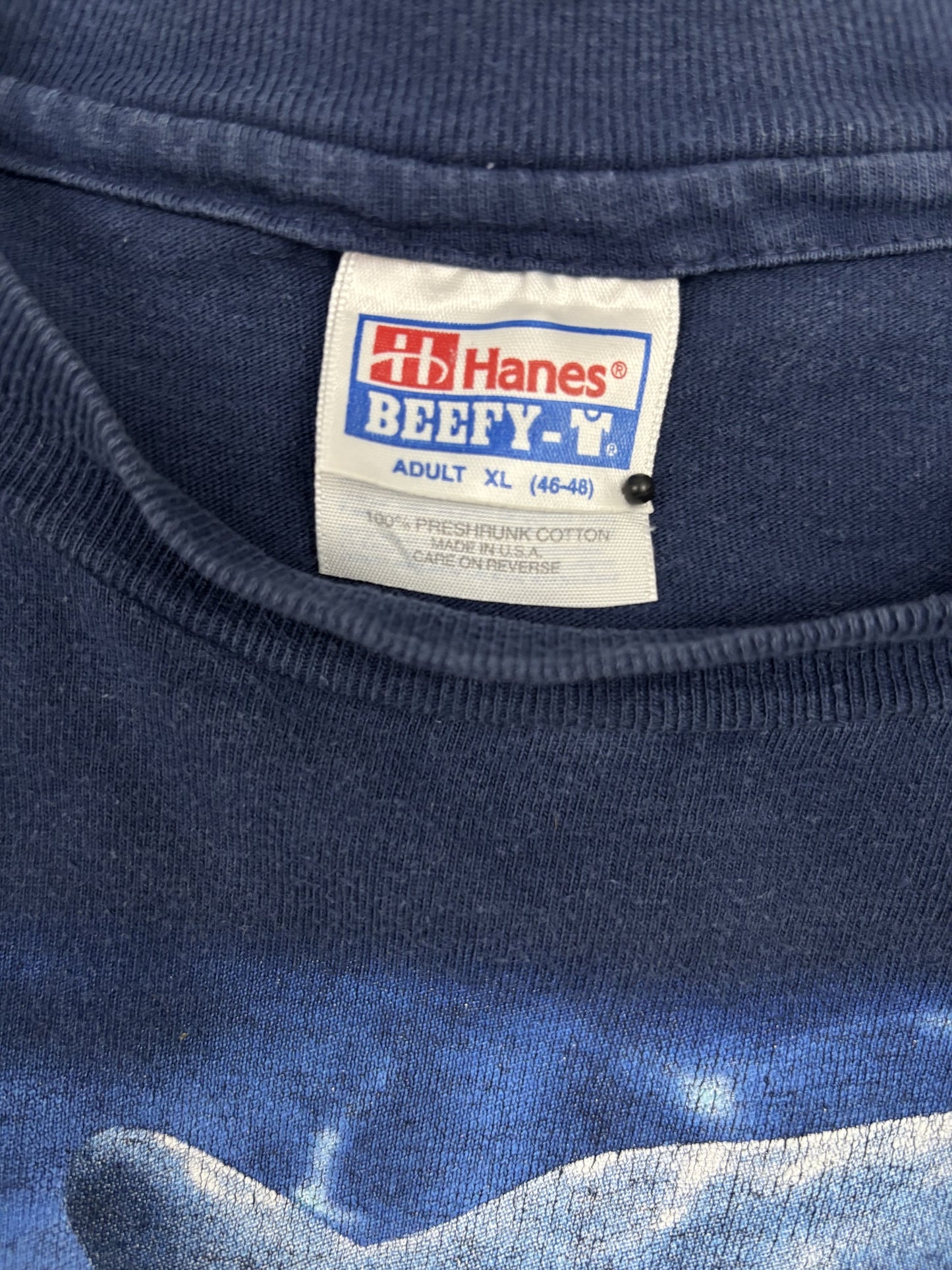 Hanes Beefy-T Wild Dolphins Vintage Made in USA Navy Blue Graphic T-Shirt - XL