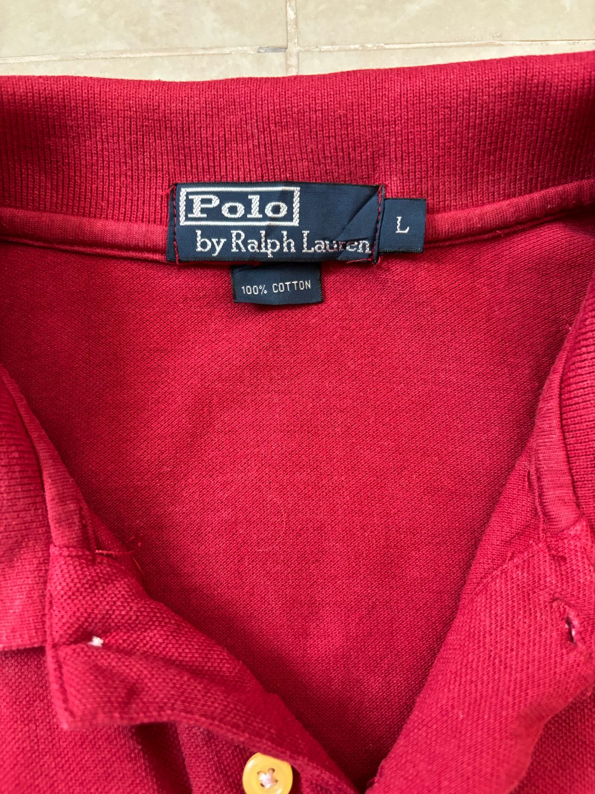 Ralph Lauren Vintage Classic Crimson Pique Polo Shirt - M