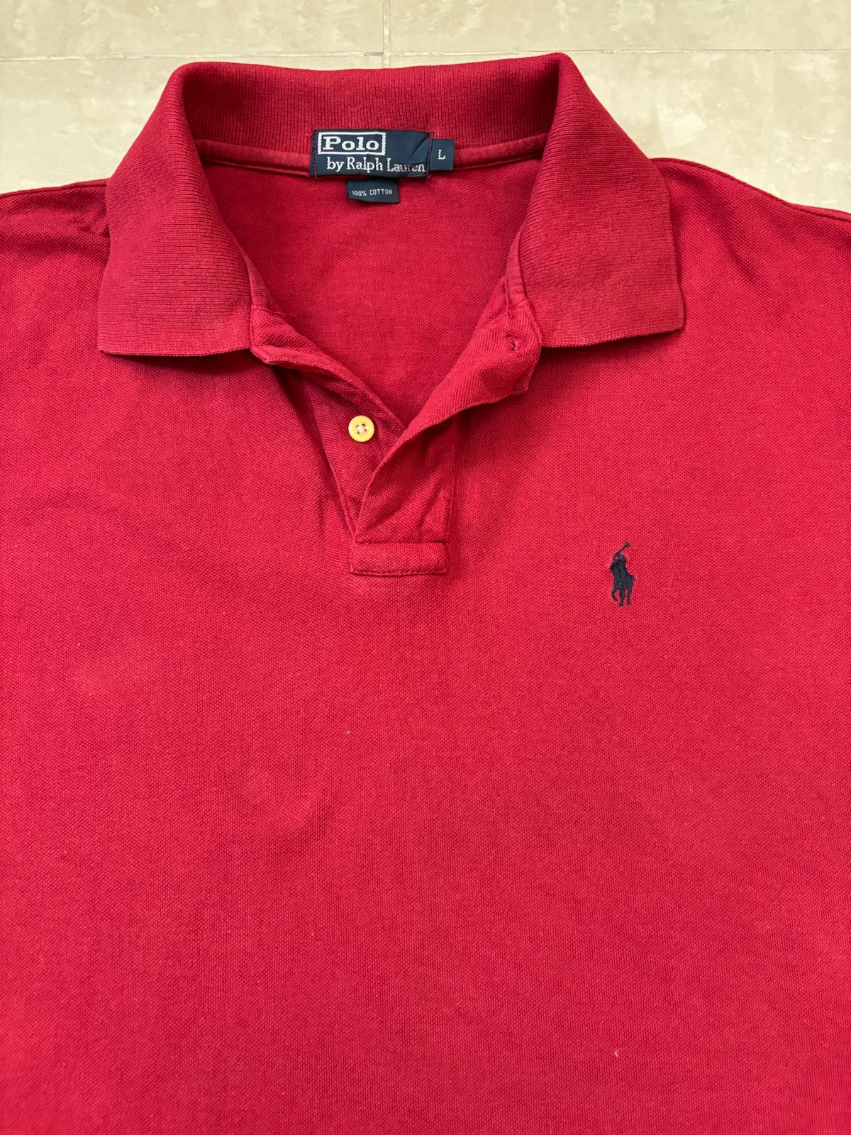 Ralph Lauren Vintage Classic Crimson Pique Polo Shirt - M