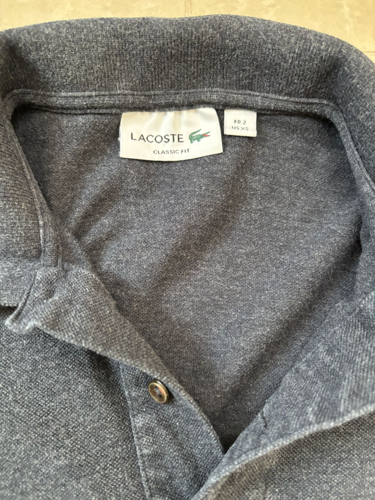 Lacoste Classic Fit Long Sleeve Charcoal Grey Polo Shirt - XS