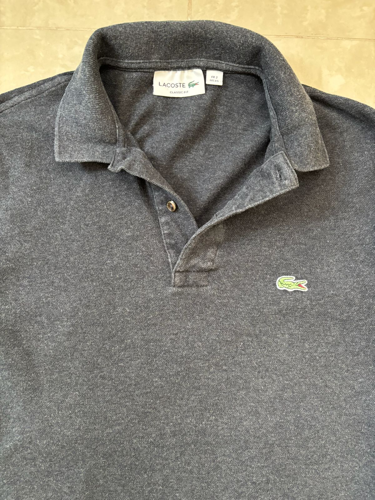 Lacoste Classic Fit Long Sleeve Charcoal Grey Polo Shirt - XS