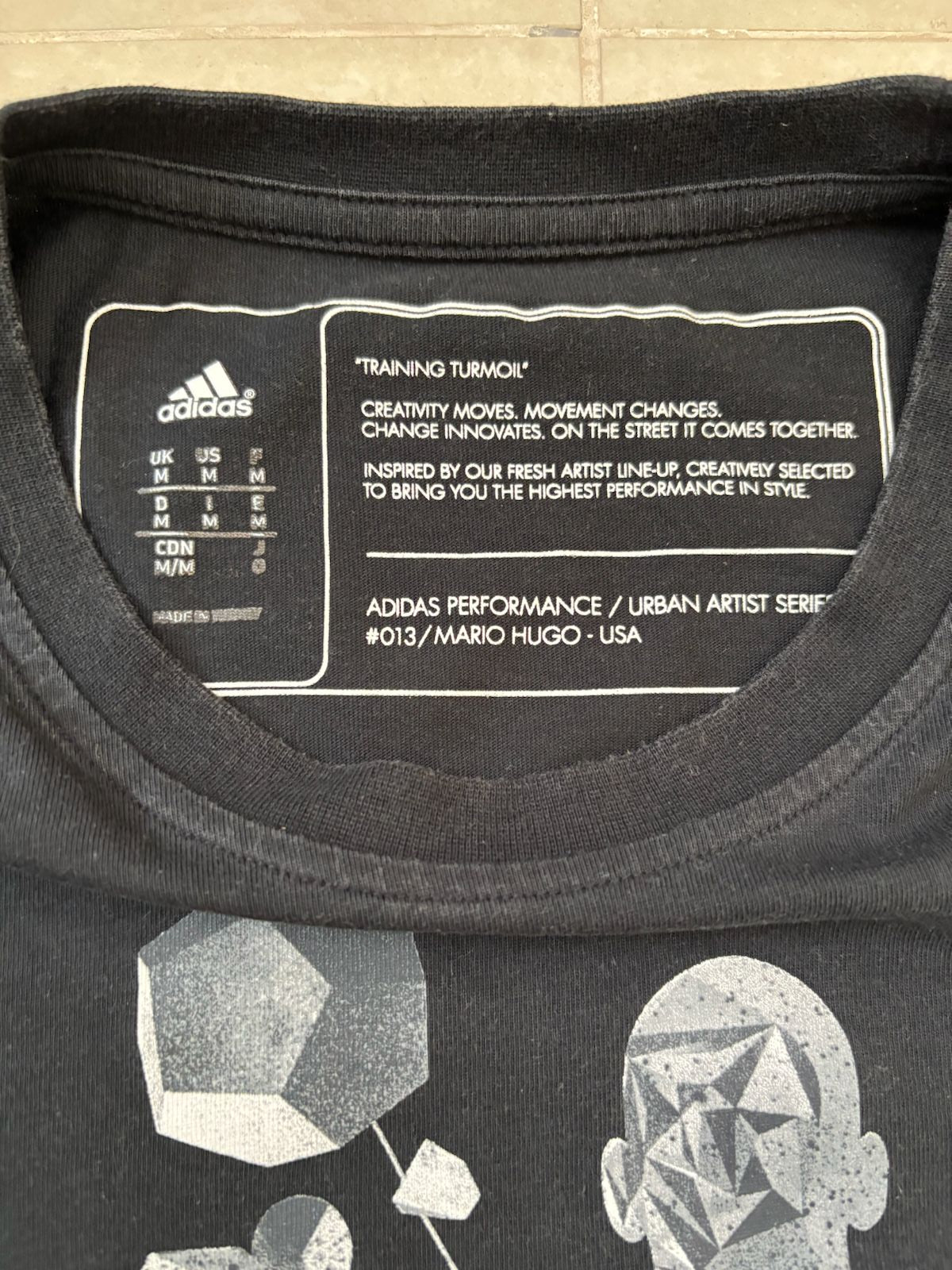 Adidas Performance Training Black Boxer Print Graphic T-Shirt - M