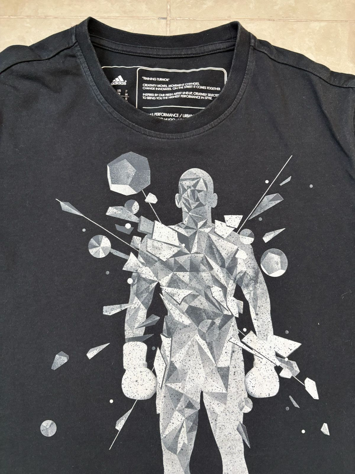 Adidas Performance Training Black Boxer Print Graphic T-Shirt - M