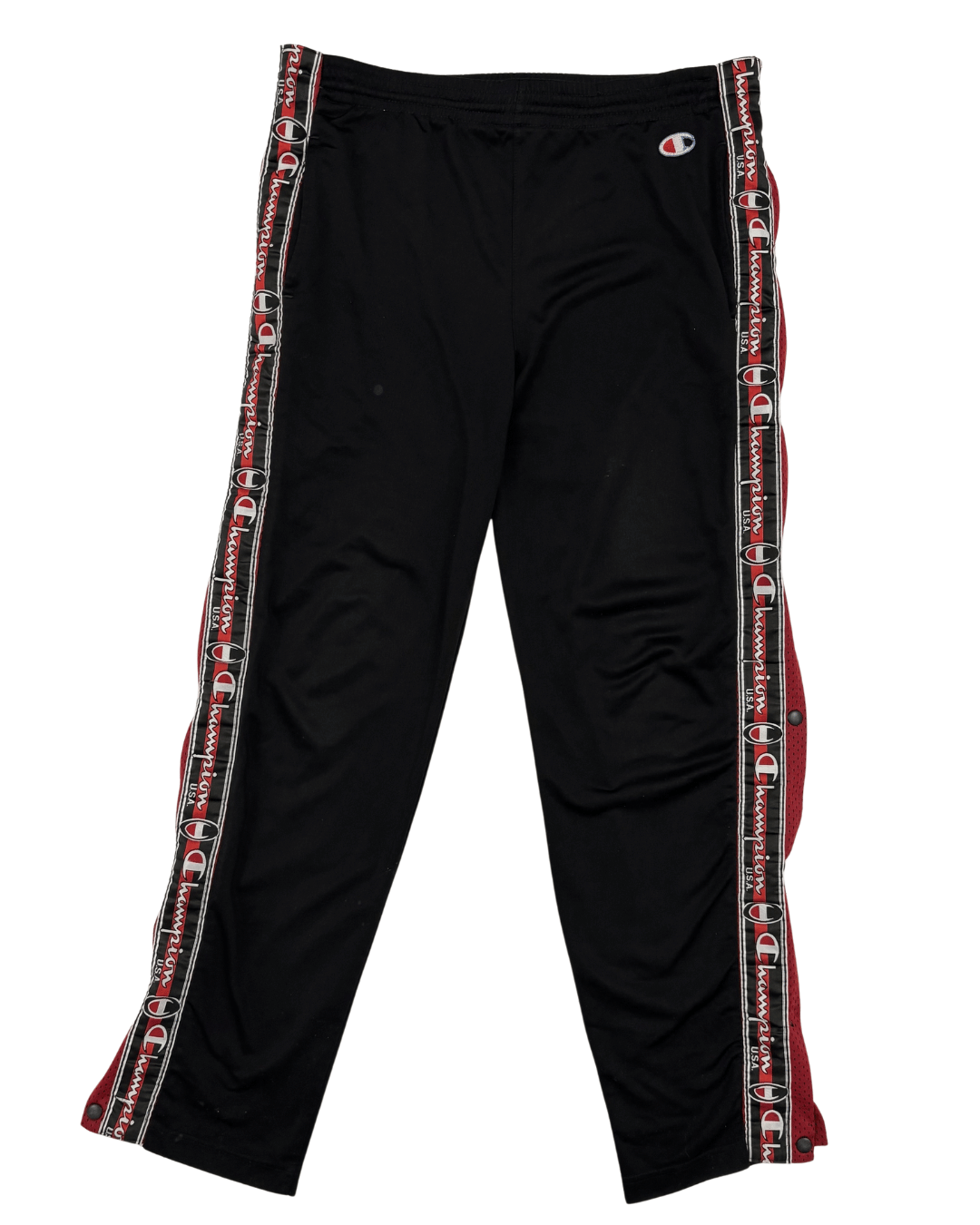 Champion Black Snap Casual Track Pants - M | Waist: 34"