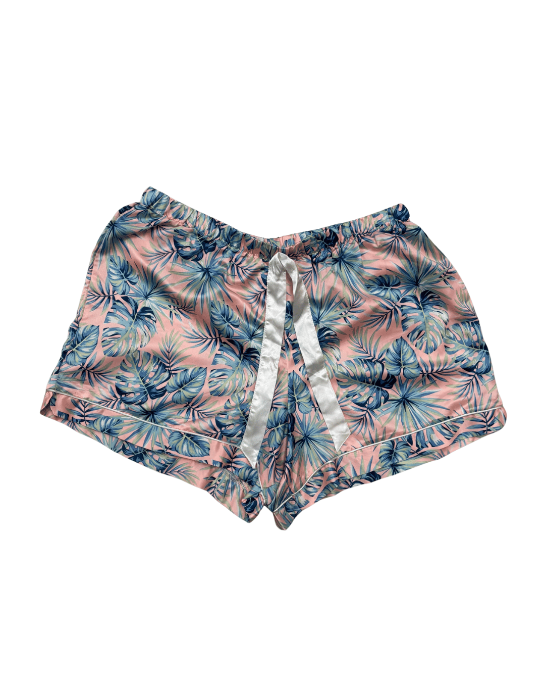 Tropical Palm Leaf Polyster Pink Shorts - XS