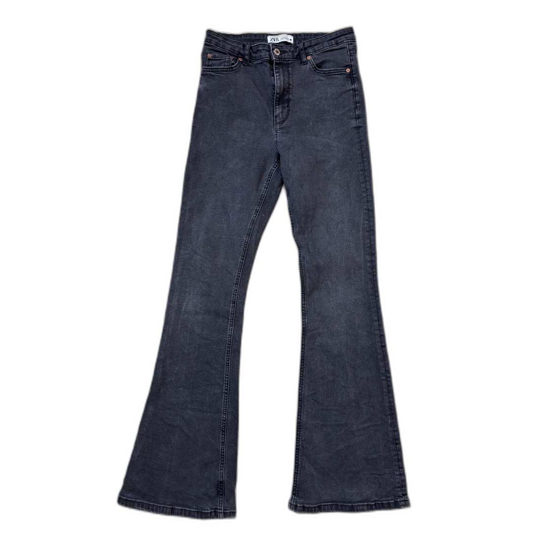 Zara Woman Premium Wide Leg Gray Denim Jeans - S | Waist: 28"