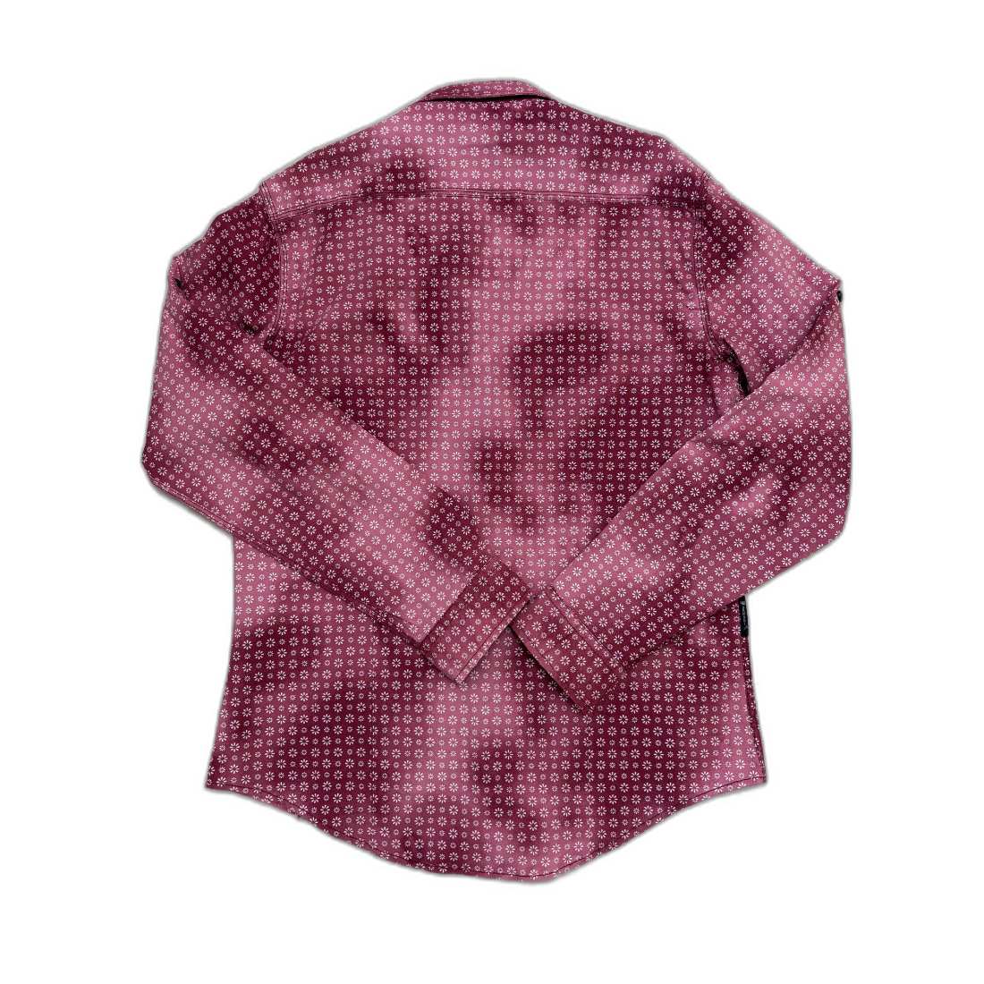 Armani Jeans Micro Daisy Print Burgundy Button-Up Shirt - M