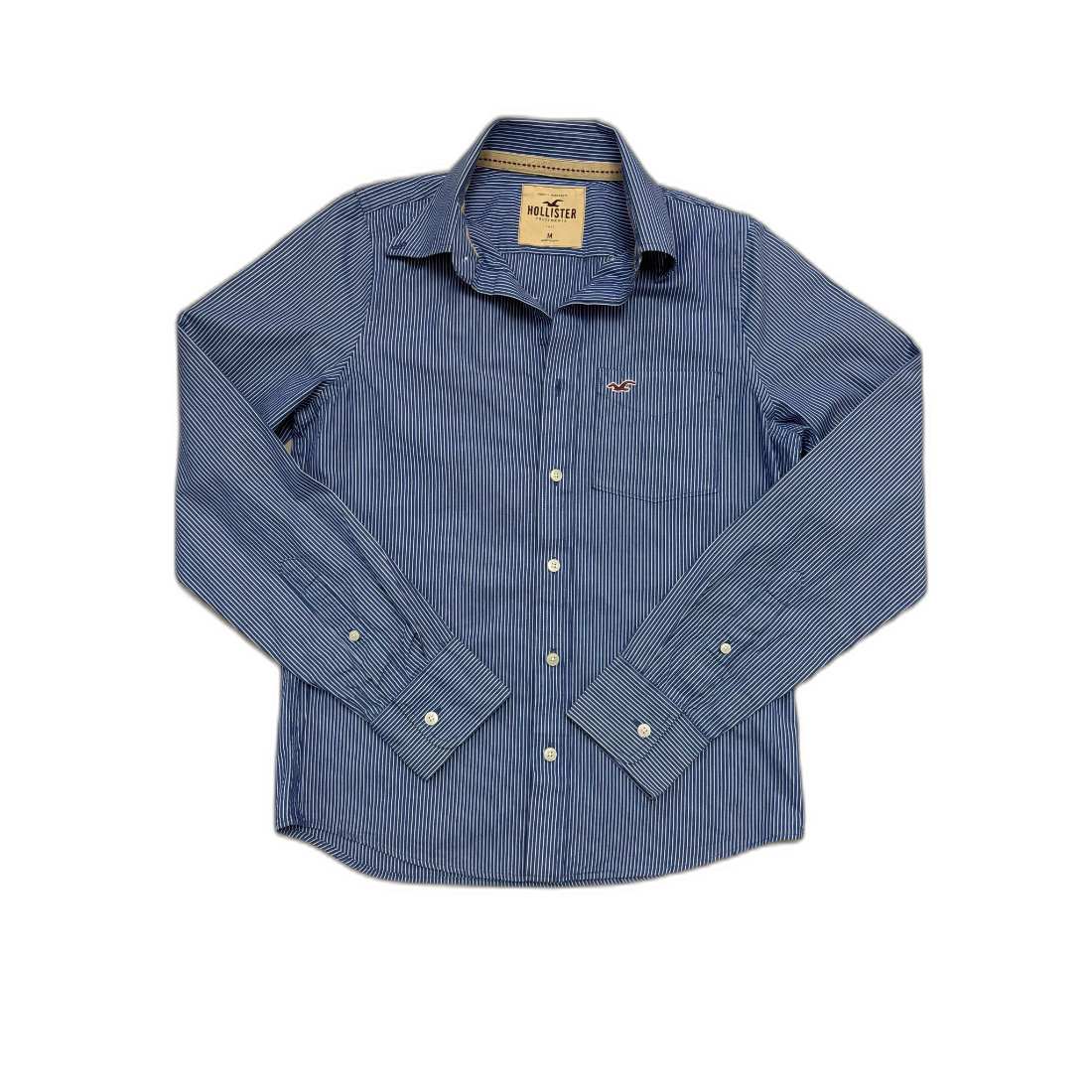 Hollister California Navy Blue & White Pinstripe Casual Shirt - S