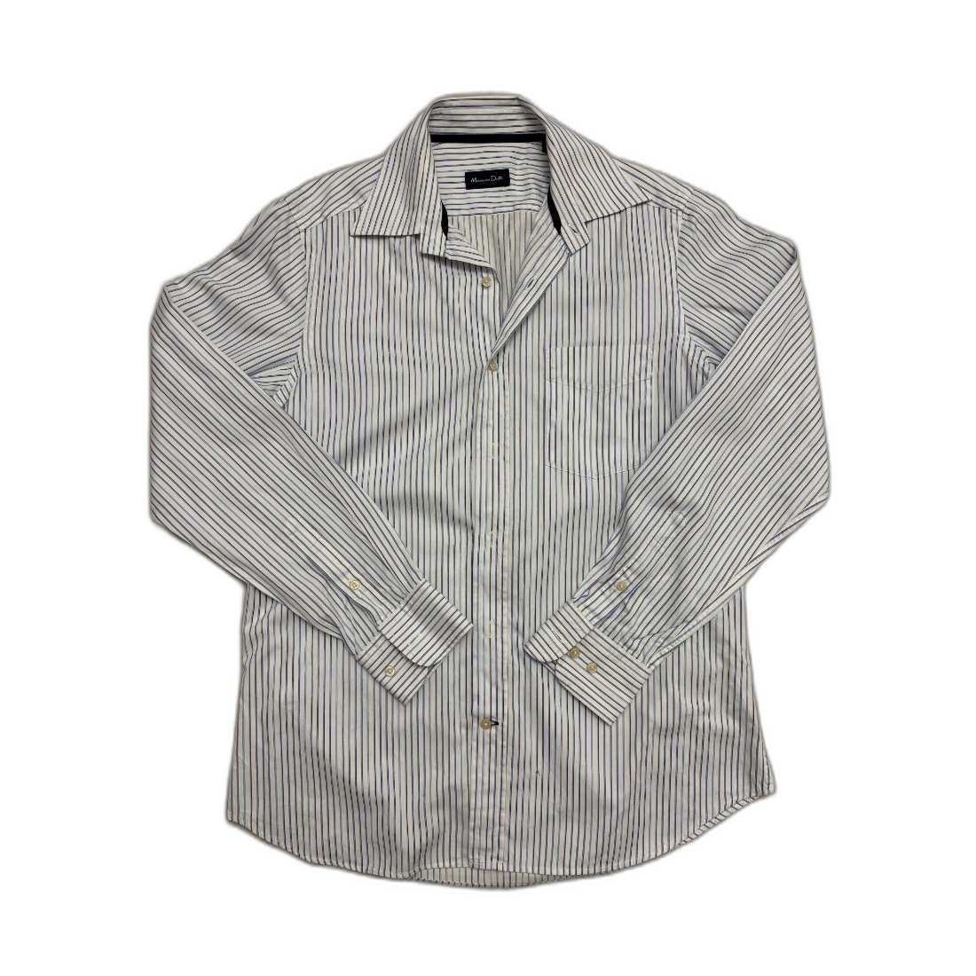 Massimo Dutti Fine Stripe White & Blue Formal Button-Up Shirt - M