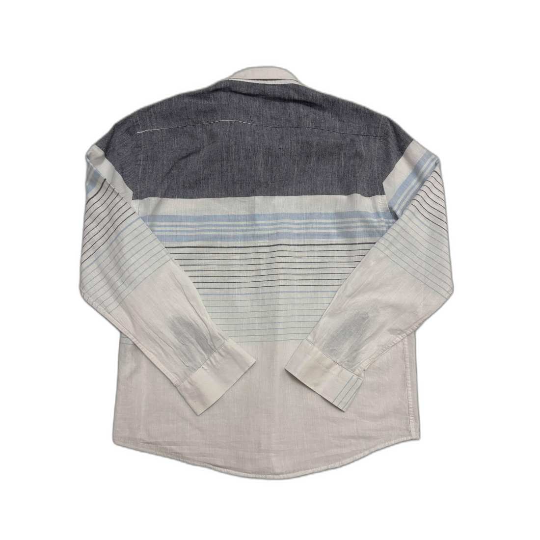 Lacoste Colorblock Gradient Stripe Cotton Indigo & White Shirt - M