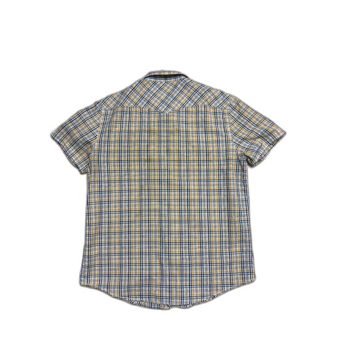 Lee Regular Fit Western Yellow & Blue Plaid Snap Button Shirt - L