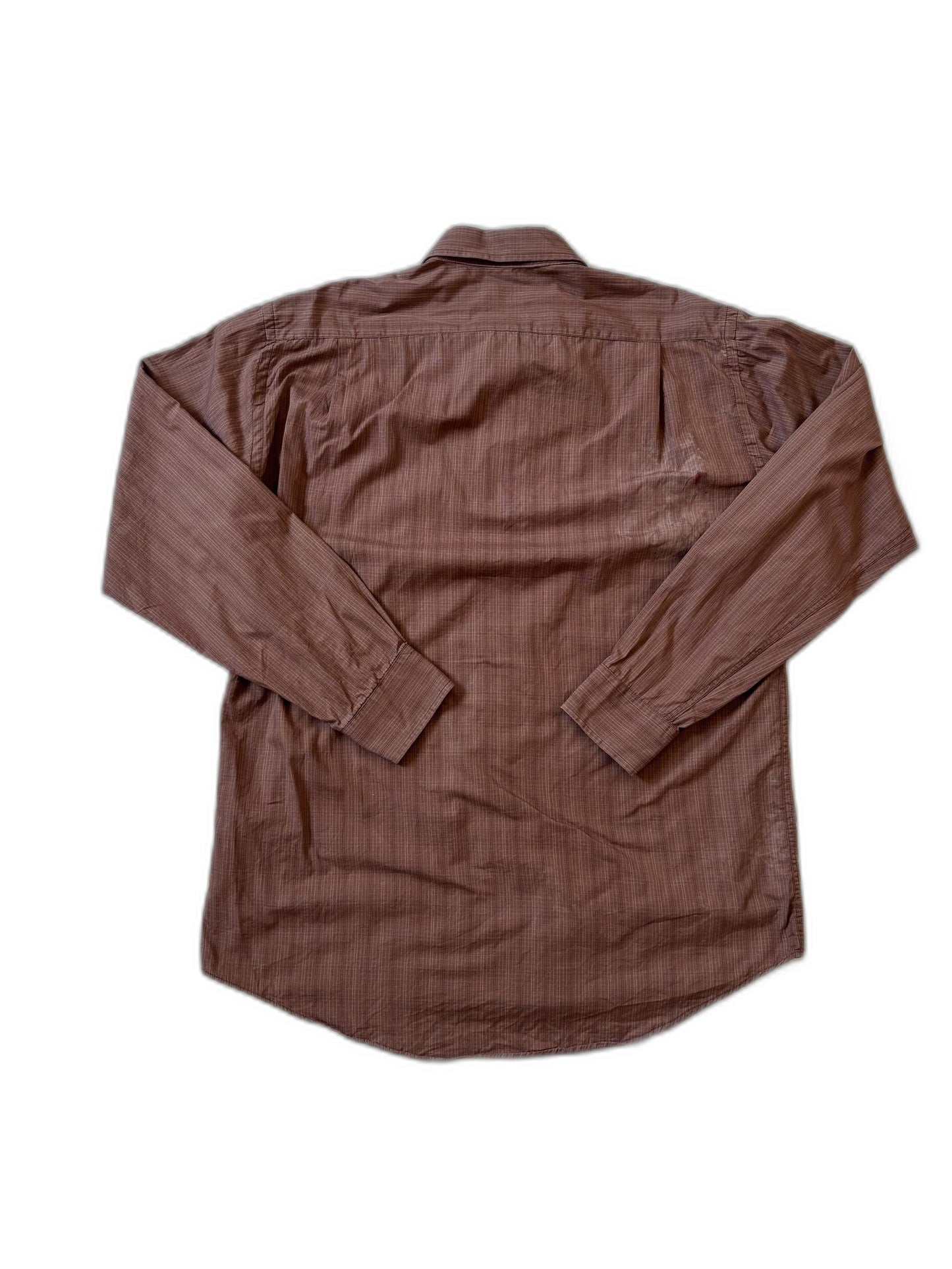 Lacoste Plaid Button-Up Long Sleeve Brown Shirt - M