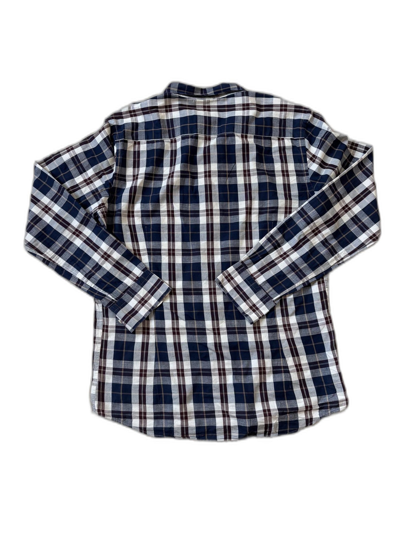 Massimo Dutti Blue & Burgundy Checked Shirt - S