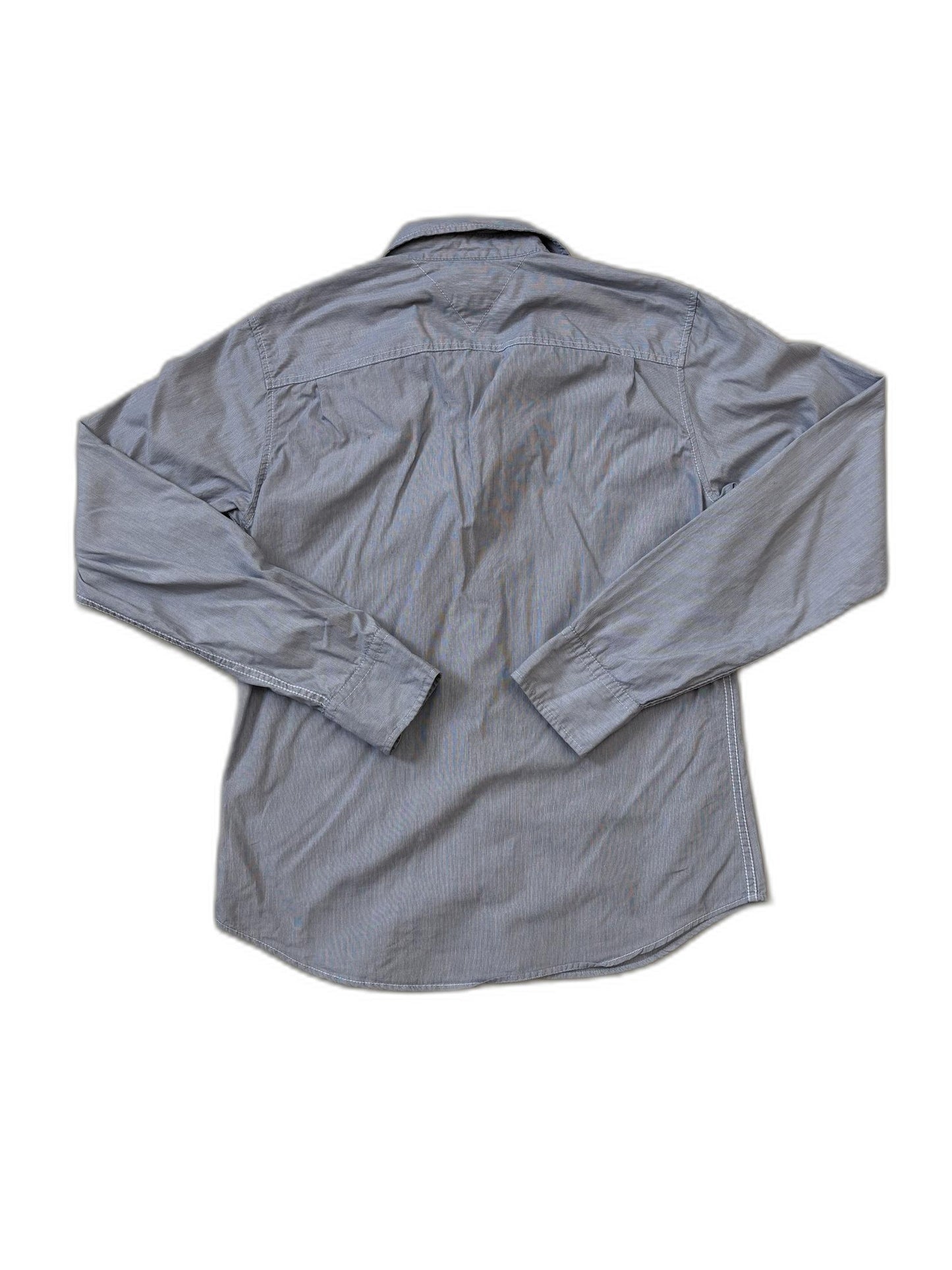 Tommy Hilfiger Micro-Striped Button-Down Denim Blue Shirt - XS