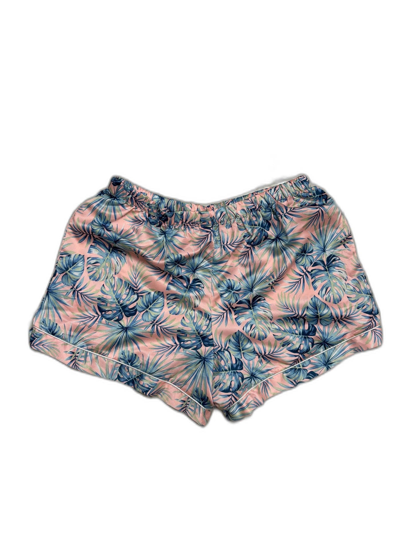 Tropical Palm Leaf Polyster Pink Shorts - XS