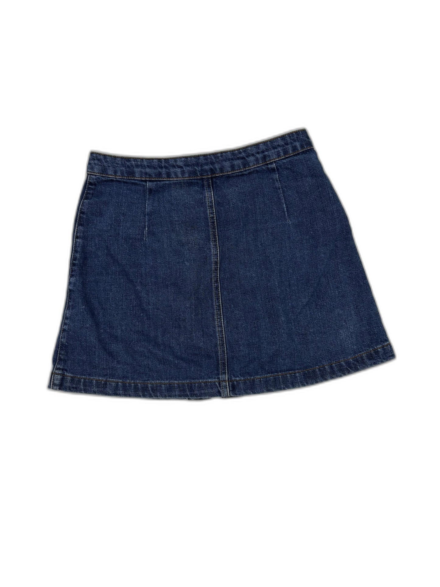 Topshop Moto Y2K Embroidered Button-Front Denim Mini Skirt - M | Waist: 28"