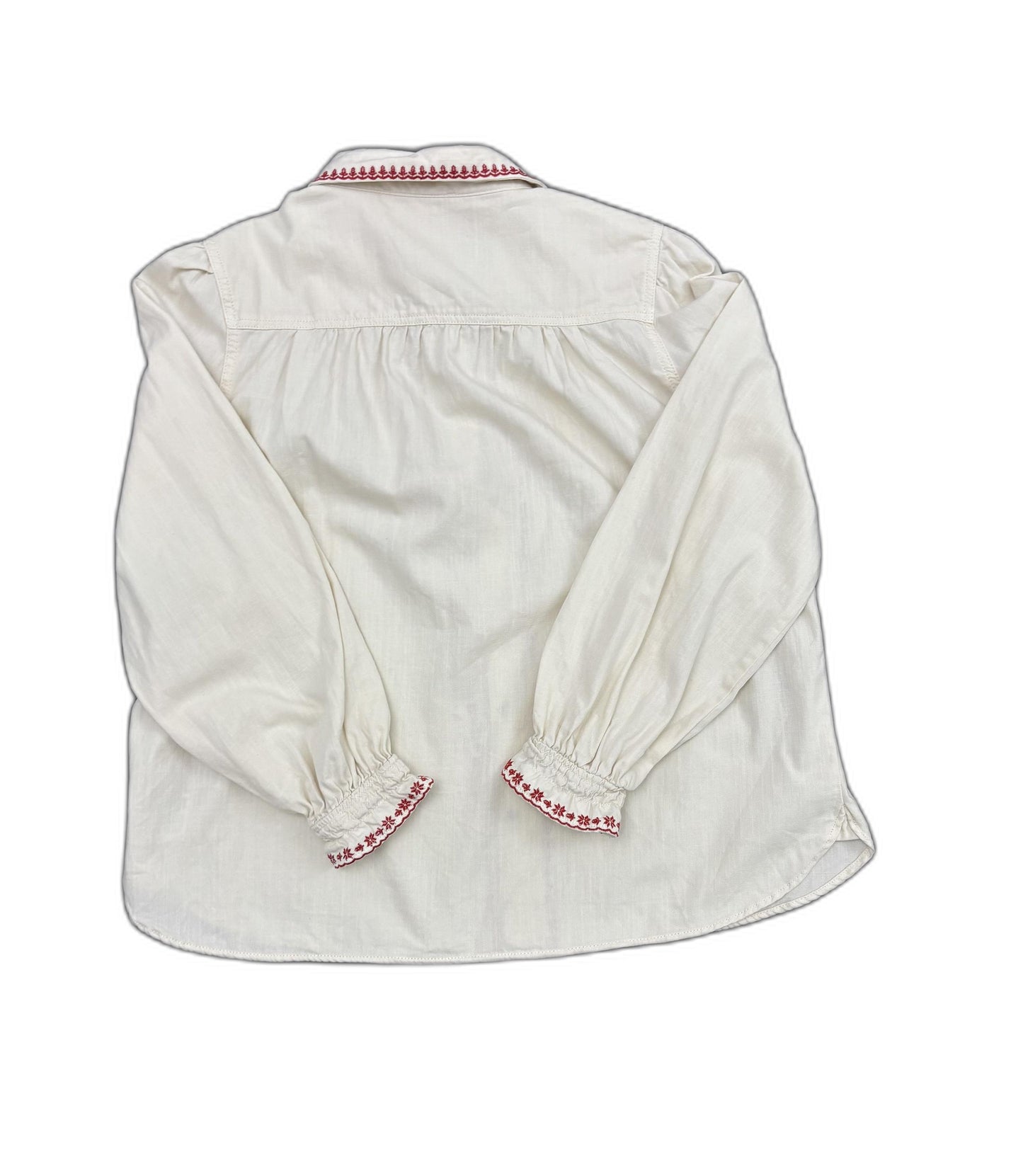 Per Una Embroidered Cotton Button-Up White Shirt - XXL