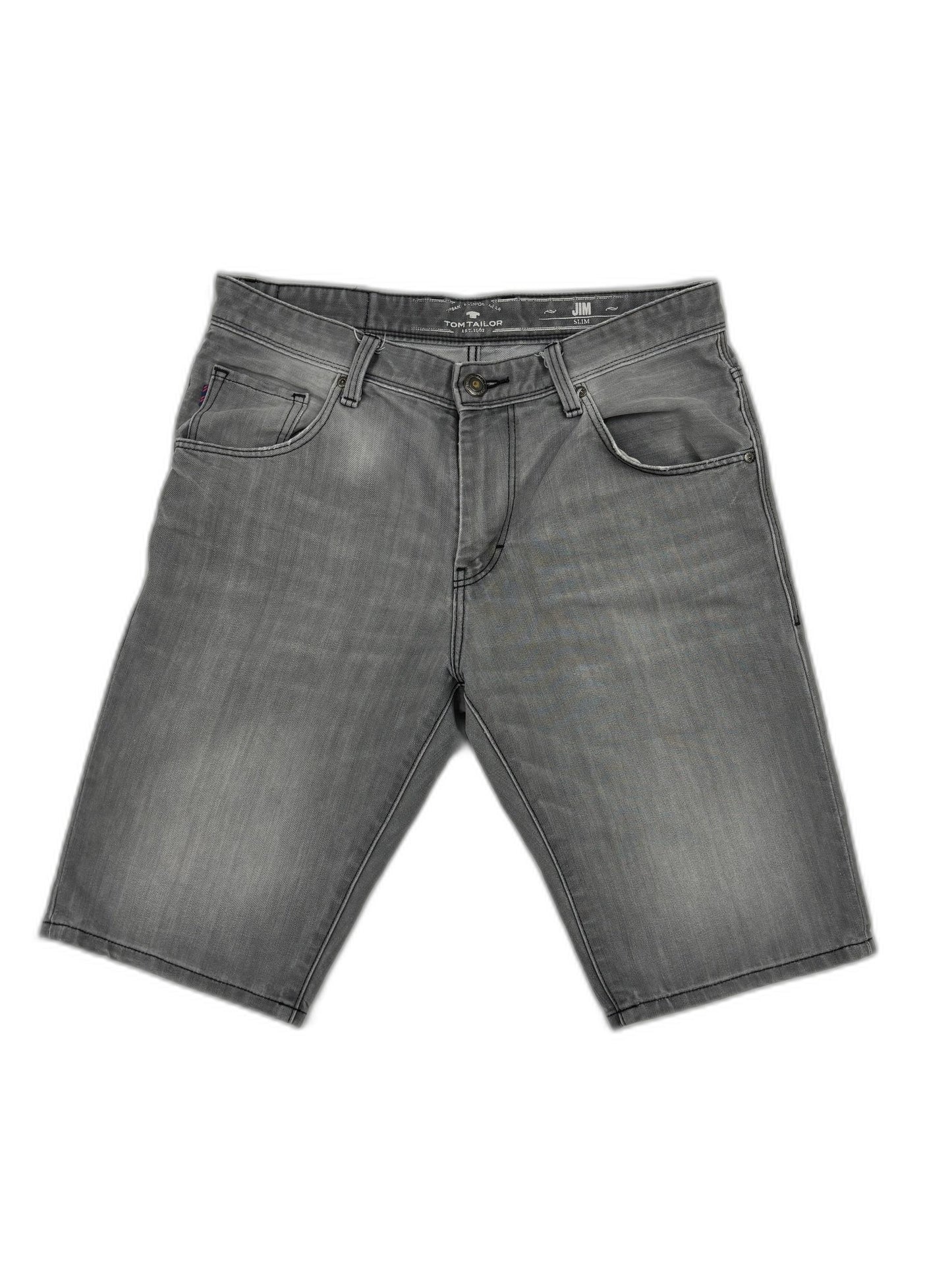 Tom Tailor Jim Slim Vintage Fit Gray Denim Shorts - M | Waist: 31"