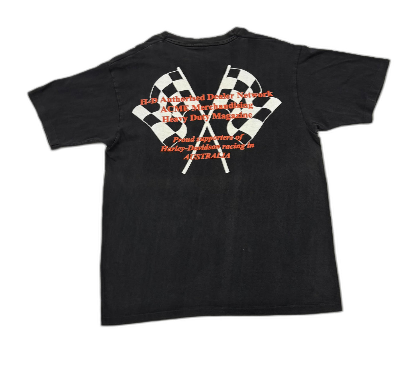 ACME Merchandising Vintage Roaring Sporties Graphic Black T-Shirt- M
