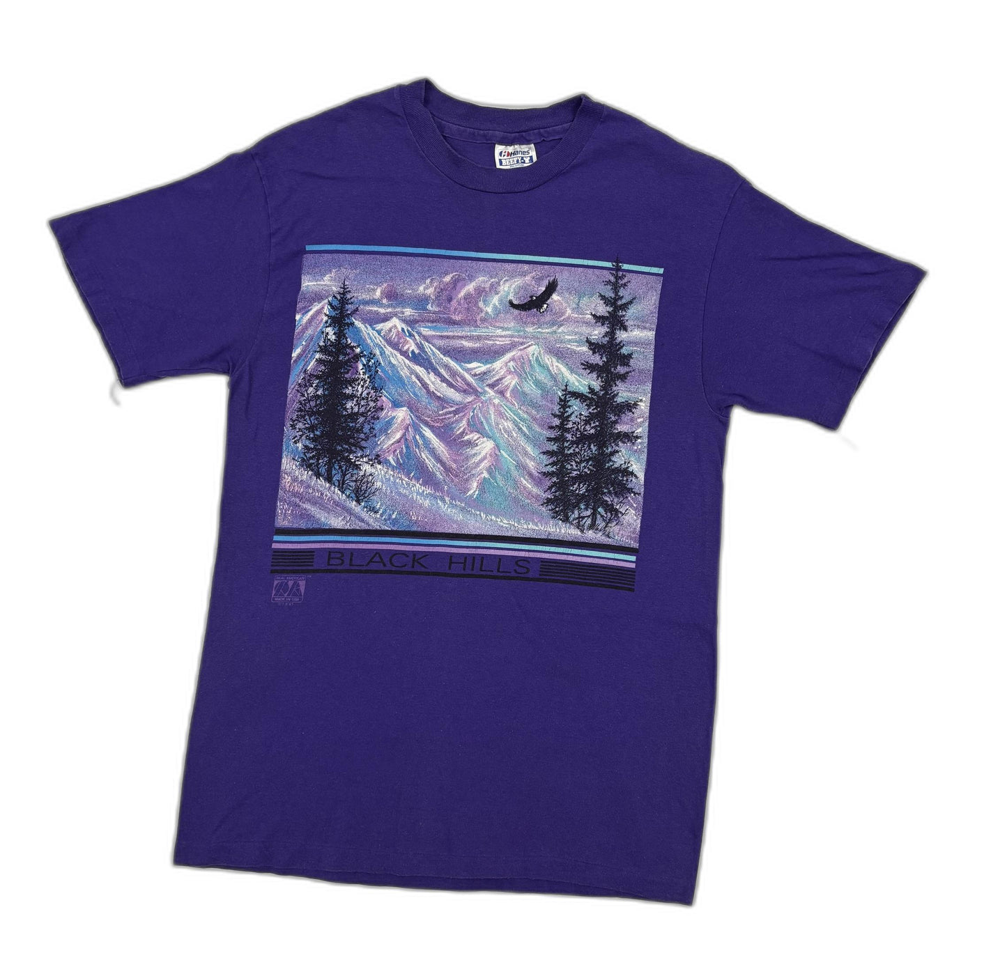 Hanes Beefy-T Black Hills Purple Scenic Graphic T-Shirt - S