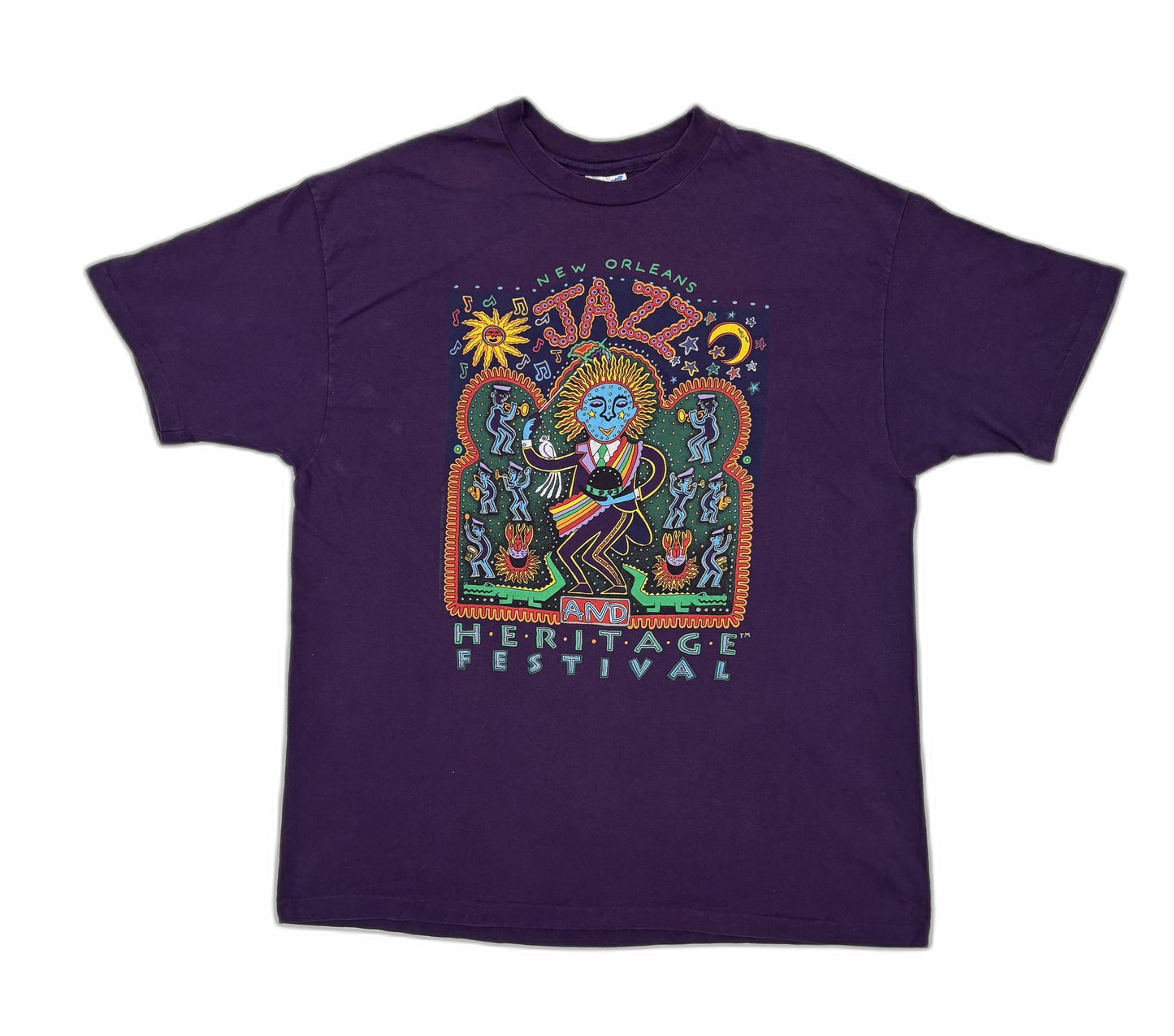 Vintage Made in USA Hanes Beefy-T New Orleans Jazz & Heritage Festival Graphic T-Shirt - L