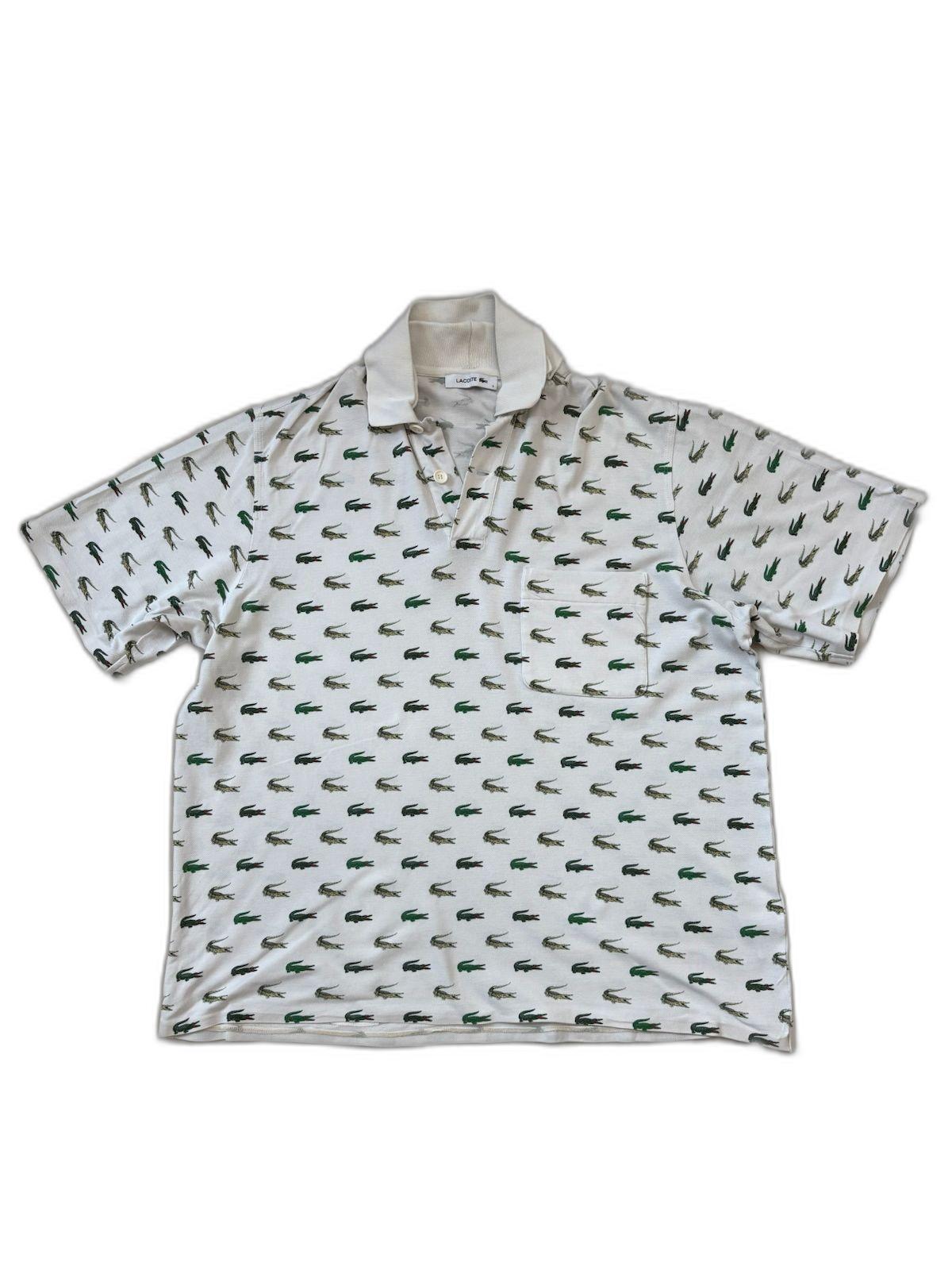 Lacoste Rare All-Over Croc Embroidered White Polo Shirt - L