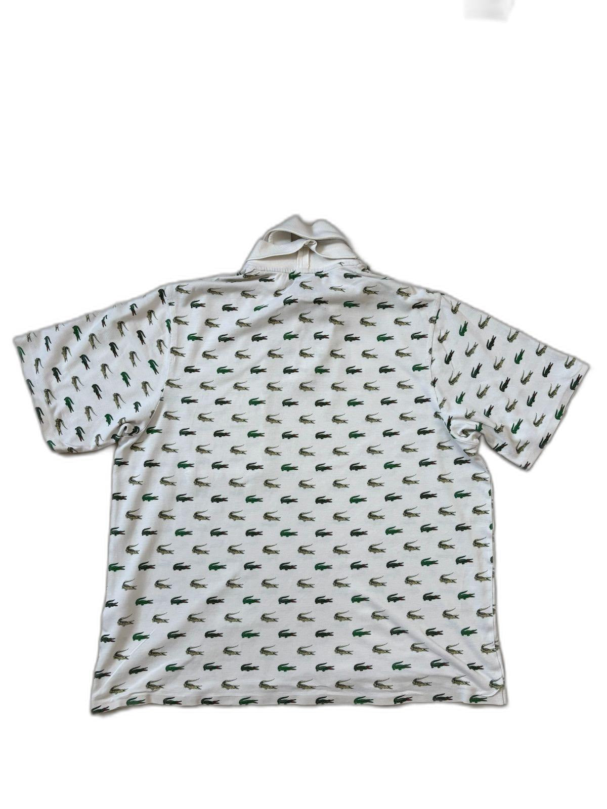 Lacoste Rare All-Over Croc Embroidered White Polo Shirt - L