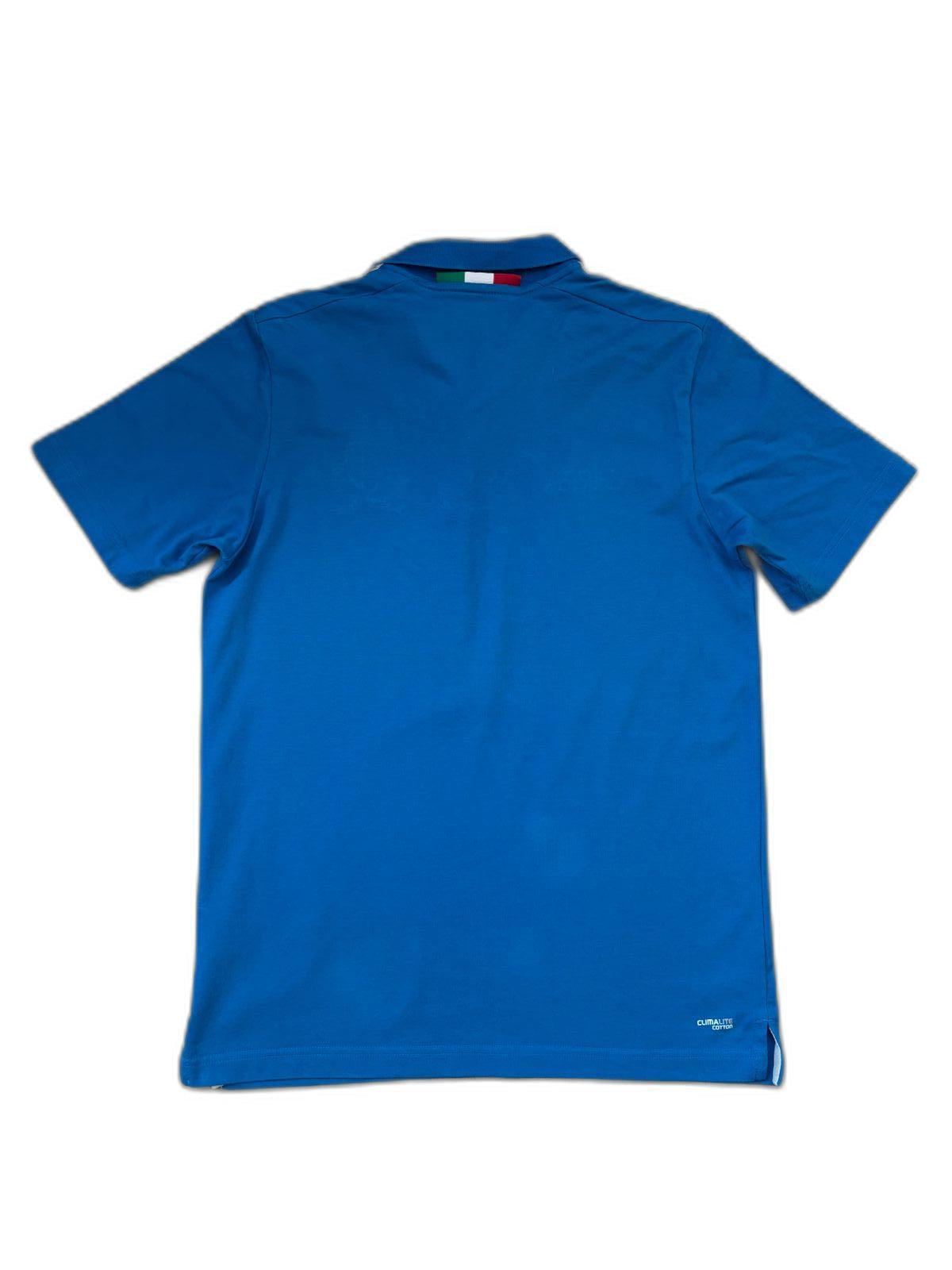 Adidas Italy Rugby Team with FIR & Cariparma Blue Polo Shirt - S