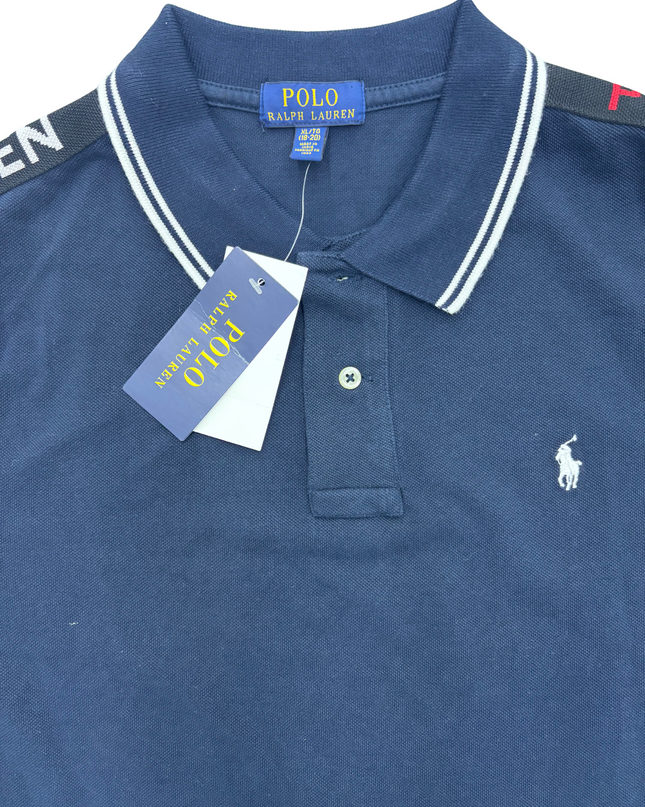 Ralph Lauren Taped Shoulder Polo TShirt - Navy Blue - S | New With Tag
