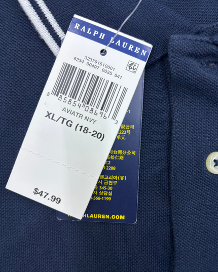 Ralph Lauren Taped Shoulder Polo TShirt - Navy Blue - S | New With Tag