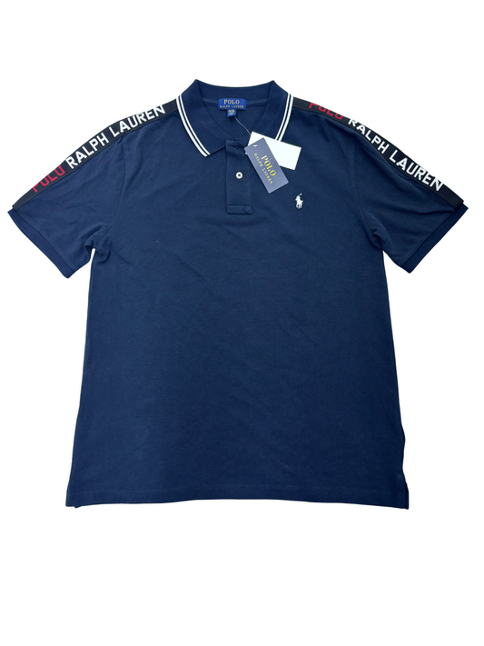 Ralph Lauren Taped Shoulder Polo TShirt - Navy Blue - S | New With Tag