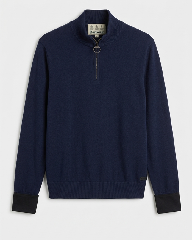 Barbour Navy 1/4 Zip Knit Sweater