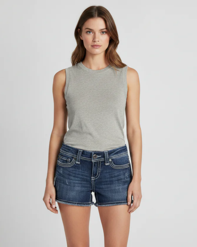 BKE Sabrina Blue Distressed Denim Shorts