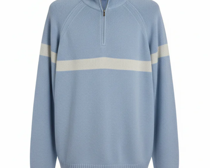 Tommy Hilfiger Light Blue Quarter-Zip Knit Sweater