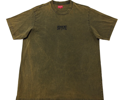 Supreme Olive Green Pigment Dyed Embroidered Logo T-Shirt